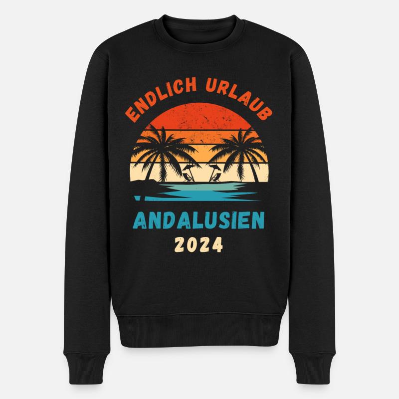 Andalusien 2024 Spanien Urlaub Idee - Männer Premium Bio Pullover - Schwarz