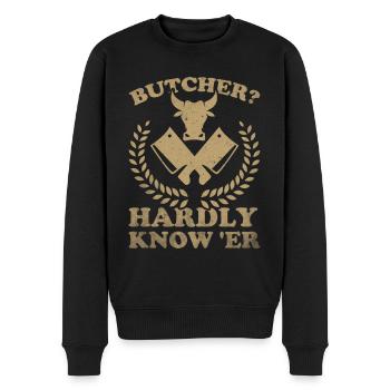 Metzger Fleischer Metzgerei Fleischerei - Männer Premium Bio Pullover - Schwarz - Vorne - Nico (187cm)