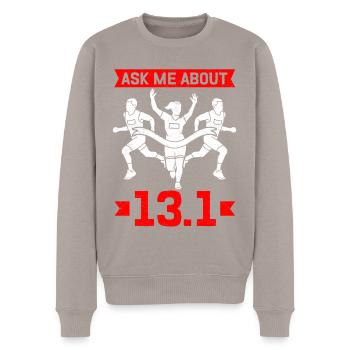 Demi-marathon Cadeau pour demi-marathon - Pull Premium bio Homme - taupe - Devant - Nico (187cm)