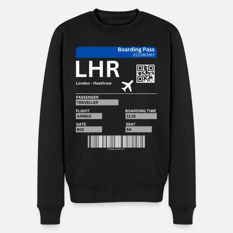 London Heathrow LHR Airport Flugticket Idee - Männer Premium Bio Pullover - Schwarz