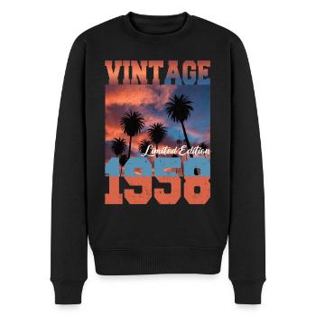 1958 Vintage Edition Limitée Palmiers Né en 1958 - Pull Premium bio Homme - noir - Devant - Nico (187cm)