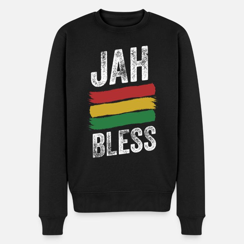 Jah Bless Rasta Flag Reggae Roots Jamaika - Männer Premium Bio Pullover - Schwarz