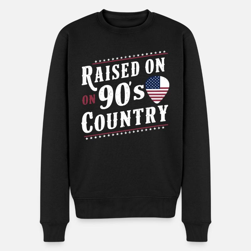 Aufgewachsen Mit 90er Country Musik - Männer Premium Bio Pullover - Schwarz