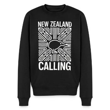 New Zealand Souvenir Calling Kiwi Design - Männer Premium Bio Pullover - Schwarz - Vorne - Nico (187cm)