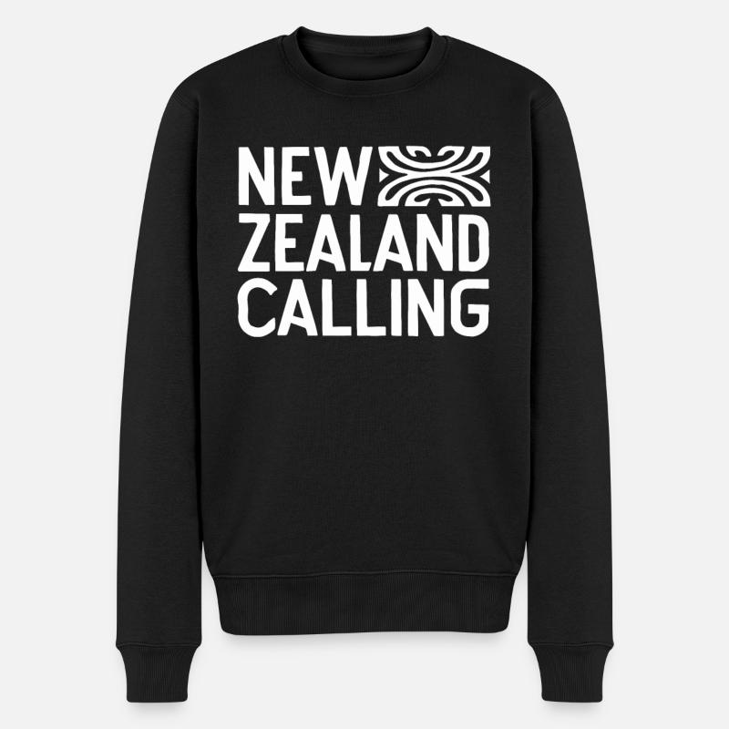Neuseeland Ruft - New Zealand Souvenir - Männer Premium Bio Pullover - Schwarz