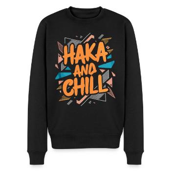 Haka And Chill Neues Neuseeland Souvenir - Männer Premium Bio Pullover - Schwarz - Vorne - Nico (187cm)