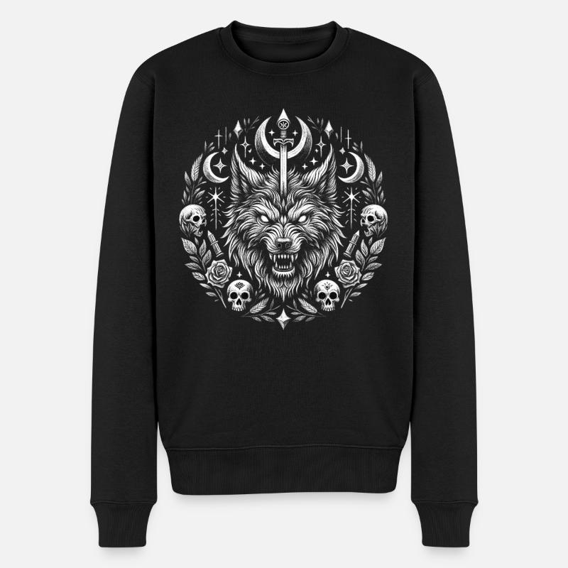 Werewolf Totenkopf - Männer Premium Bio Pullover - Schwarz