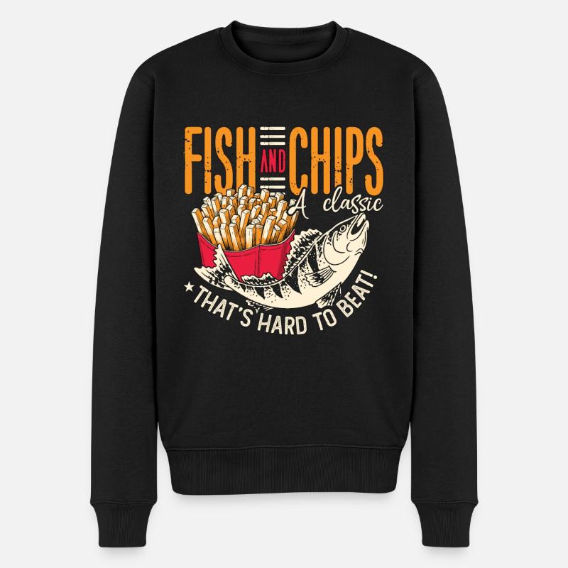 Fish And Chips Un classique de la délicatesse britannique - Pull Premium bio Homme - noir