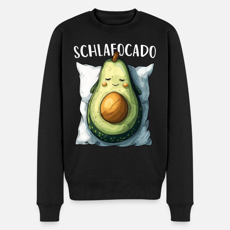 Avocado Schlafocado Morgenmuffel Kaffee Geschenk - Männer Premium Bio Pullover - Schwarz