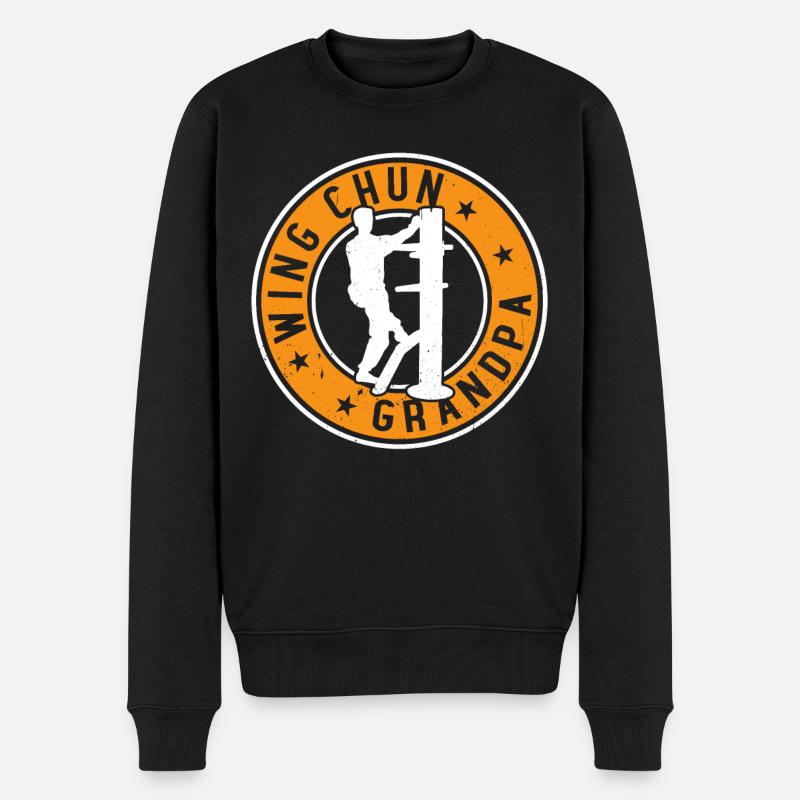 Wing Chun Grandpa Wing Chun Fighter - Männer Premium Bio Pullover - Schwarz