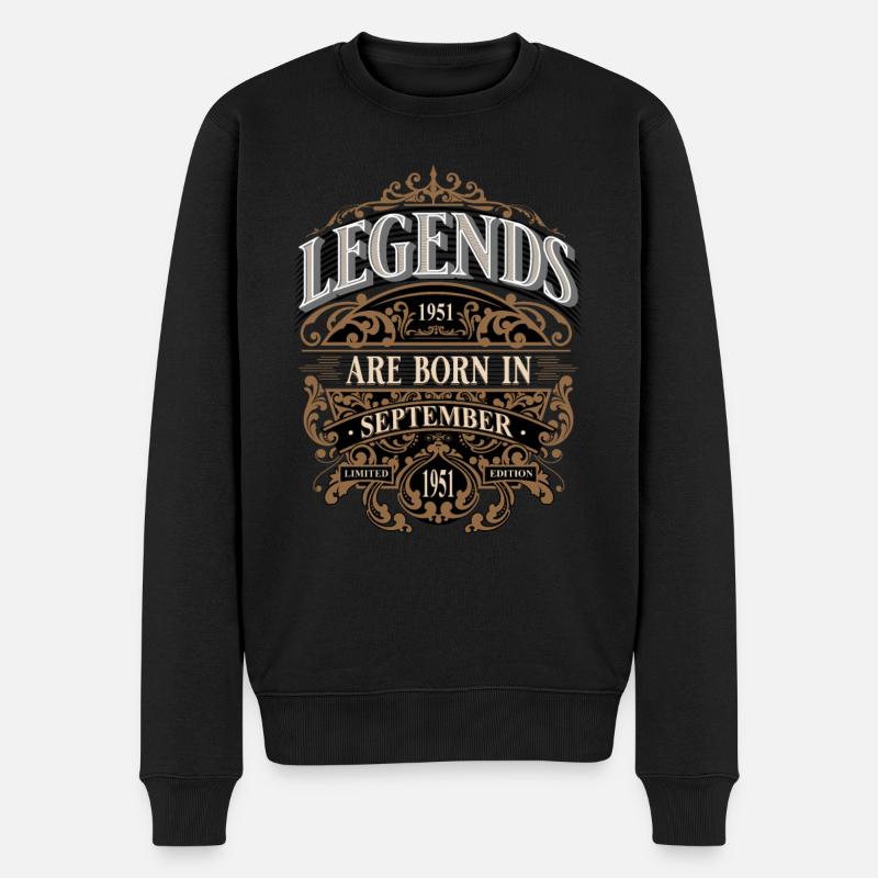 1951 September Geboren Geburtstag Geburtsjahr - Männer Premium Bio Pullover - Schwarz