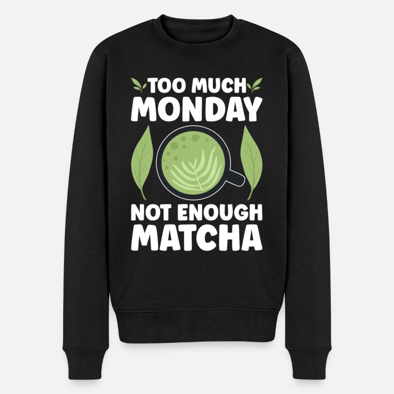 Japanischer Matcha Tee Grüntee Matcha Latte - Männer Premium Bio Pullover - Schwarz