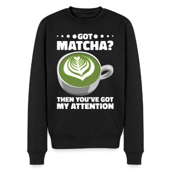 Japanischer Matcha Tee Grüntee Matcha Latte - Männer Premium Bio Pullover - Schwarz - Vorne - Nico (187cm)