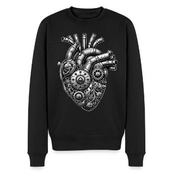 Mechanisches Steampunk Herz - Männer Premium Bio Pullover - Schwarz - Vorne - Nico (187cm)