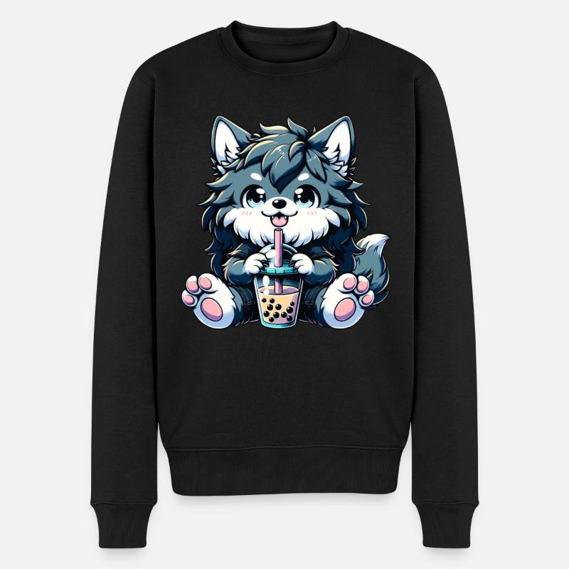 Werwolf Bubble Tea - Männer Premium Bio Pullover - Schwarz