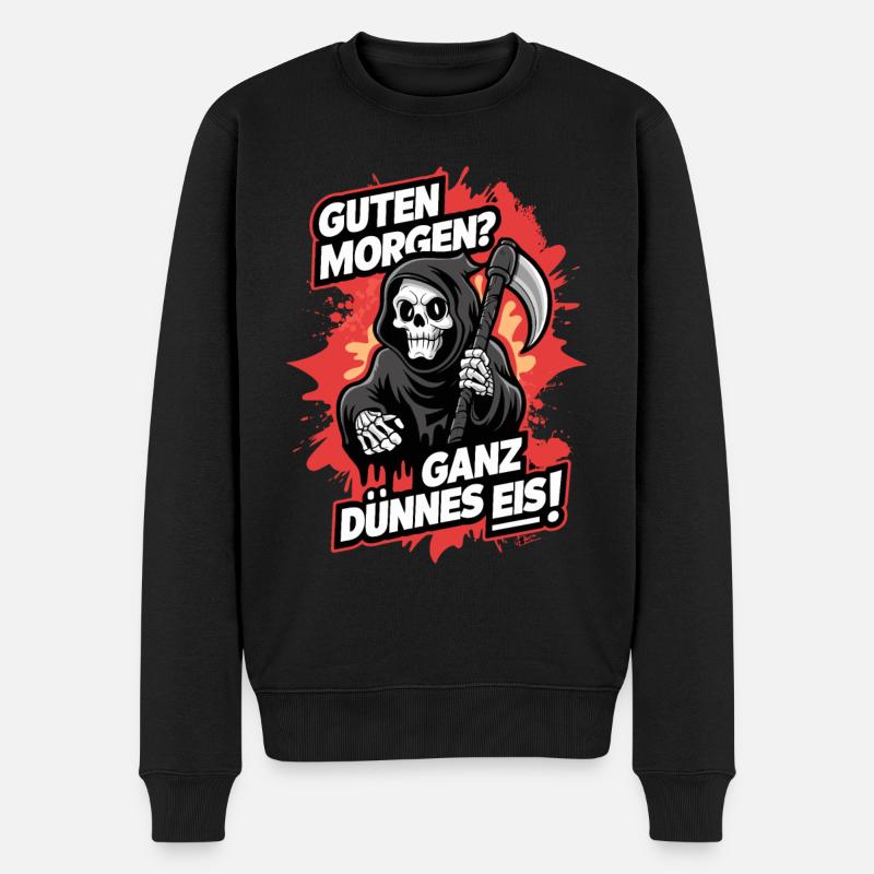 Sensenmannn - Guten Morgen Ganz dünnes Eis - Männer Premium Bio Pullover - Schwarz