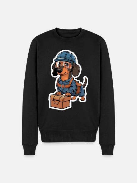 Gravhund i kostume håndværker gravhund med - Økologisk premium-sweatshirt til mænd - sort