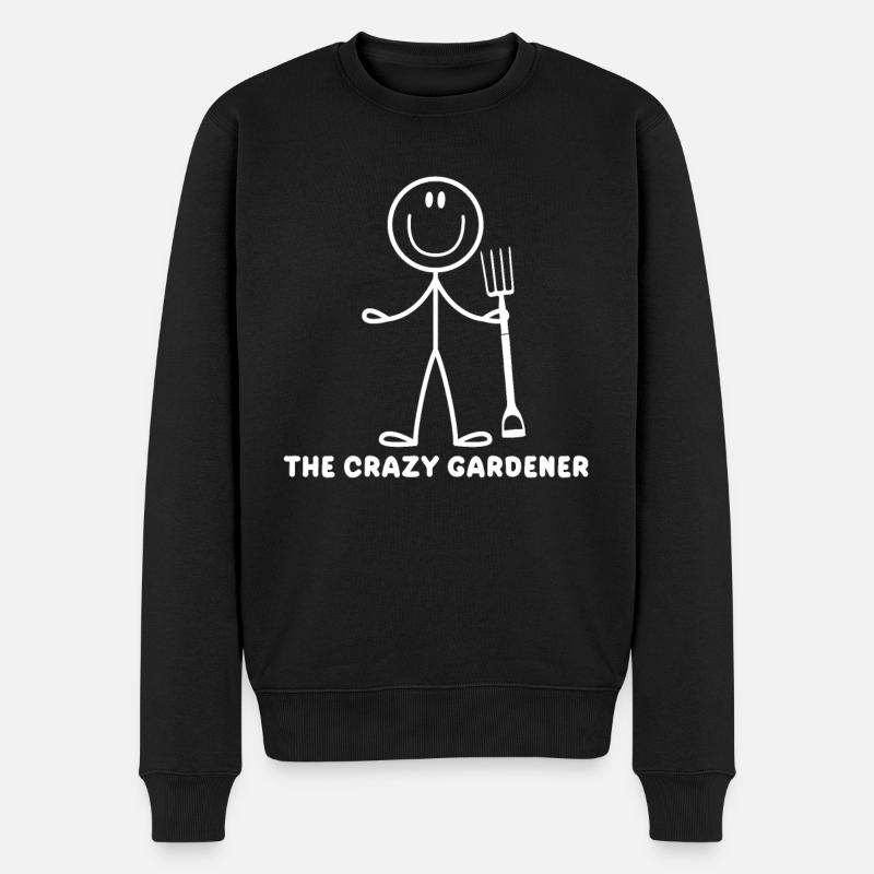 Den skøre gartner Sjov gartner - Økologisk premium-sweatshirt til mænd - sort