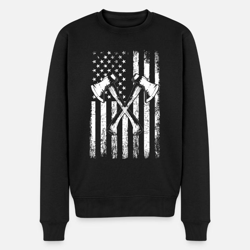 axe throwing american flag - Männer Premium Bio Pullover - Schwarz