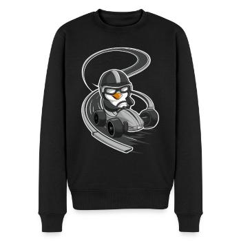 Rennfahrer Pinguin Auf Go-Kart - Männer Premium Bio Pullover - Schwarz - Vorne - Nico (187cm)