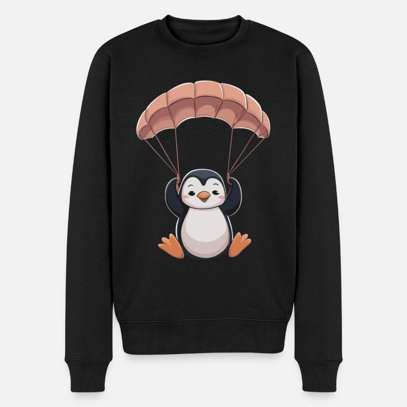 Pingouin mignon avec parachute - Pull Premium bio Homme - noir