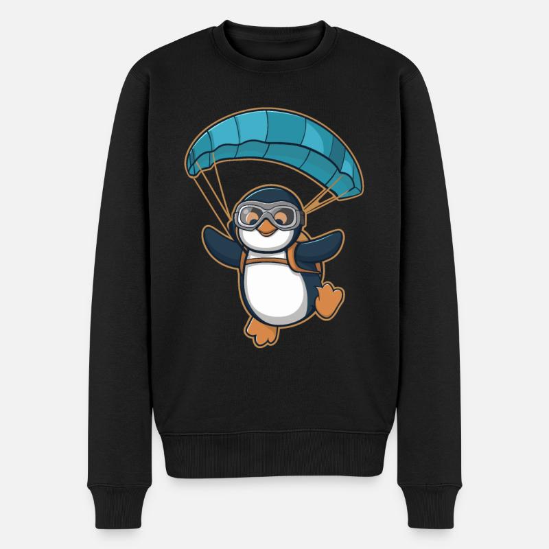 Parachutisme pingouin dans l’aventure - Pull Premium bio Homme - noir