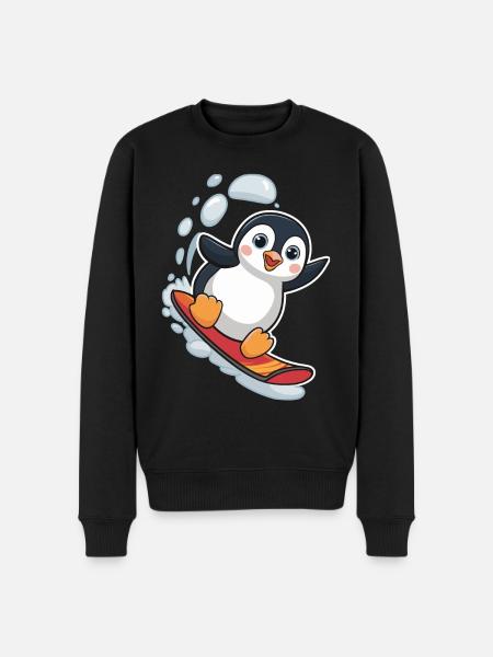 Snowboarding Penguin Snowboarder Cute - Men's Premium Organic Jumper - black