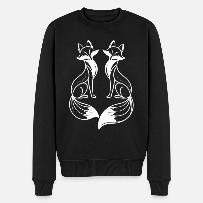 Deux Renards Renard Design Artistique - Pull Premium bio Homme - noir