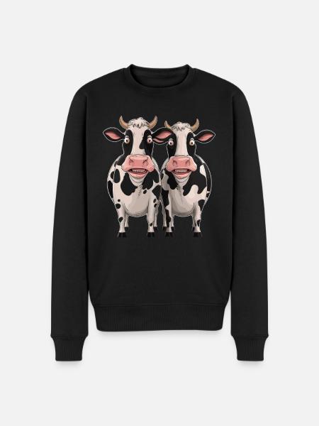 Funny Cows Cartoon Illustration - Men's Premium Organic Jumper - black