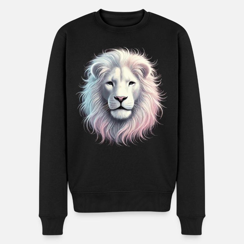 Majestueuse tête de lion au pastel - Pull Premium bio Homme - noir