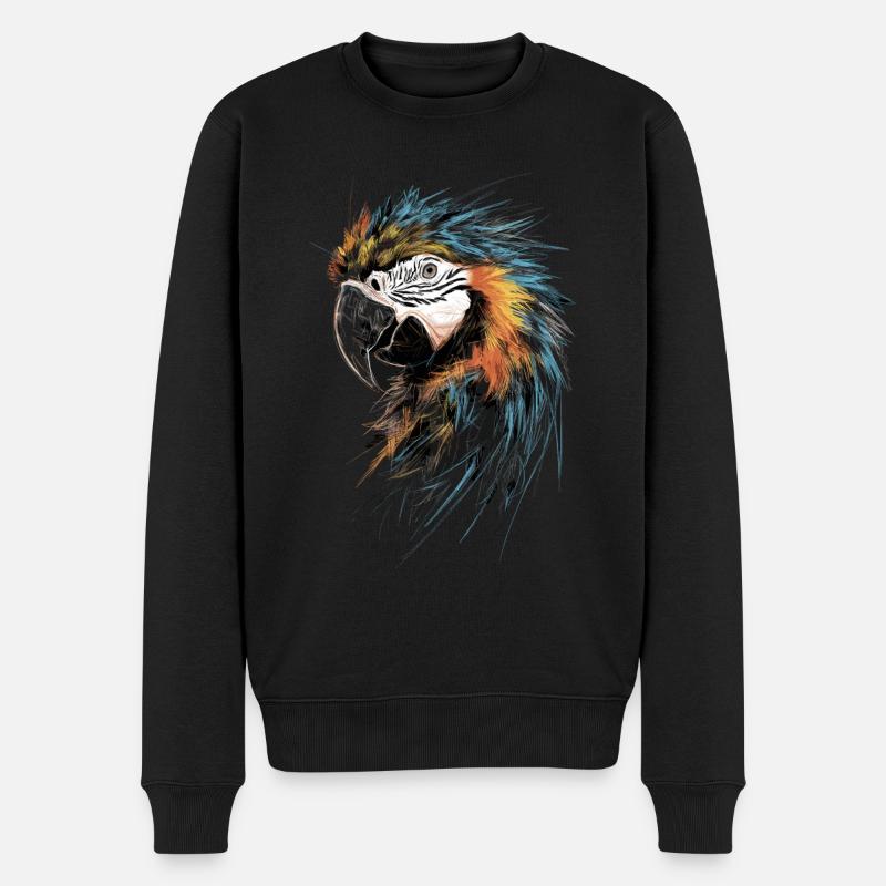 Ara Perroquet Art Dessin Abstrait - Pull Premium bio Homme - noir