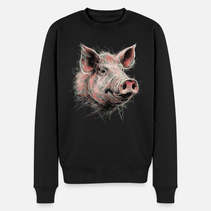 cochon dessin abstrait animal oeuvre - Pull Premium bio Homme - noir