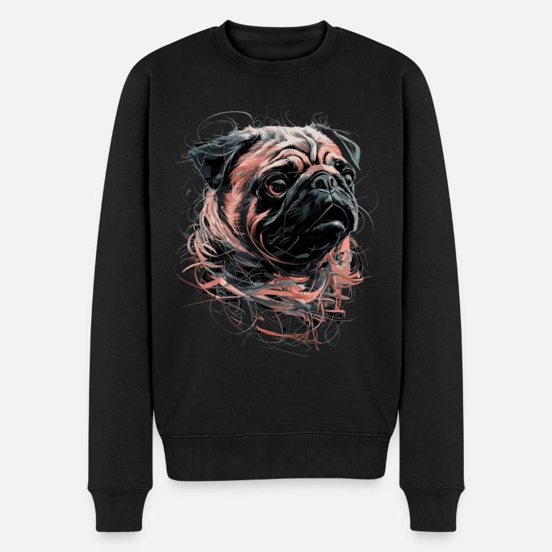 Carlin dessin Illustration animale abstraite - Pull Premium bio Homme - noir