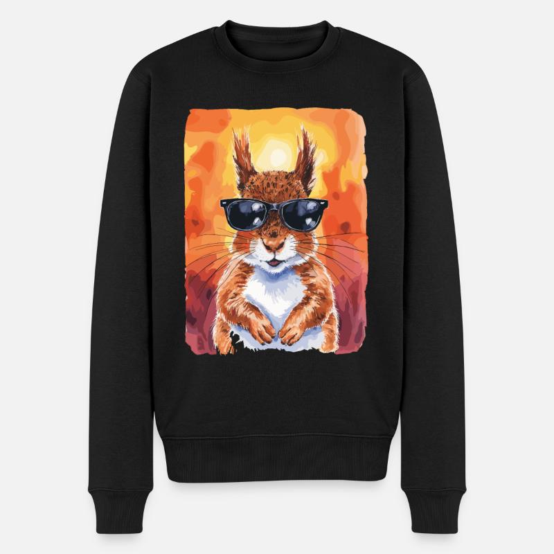 Cooles Eichhörnchen Mit Sonnenbrille - Männer Premium Bio Pullover - Schwarz