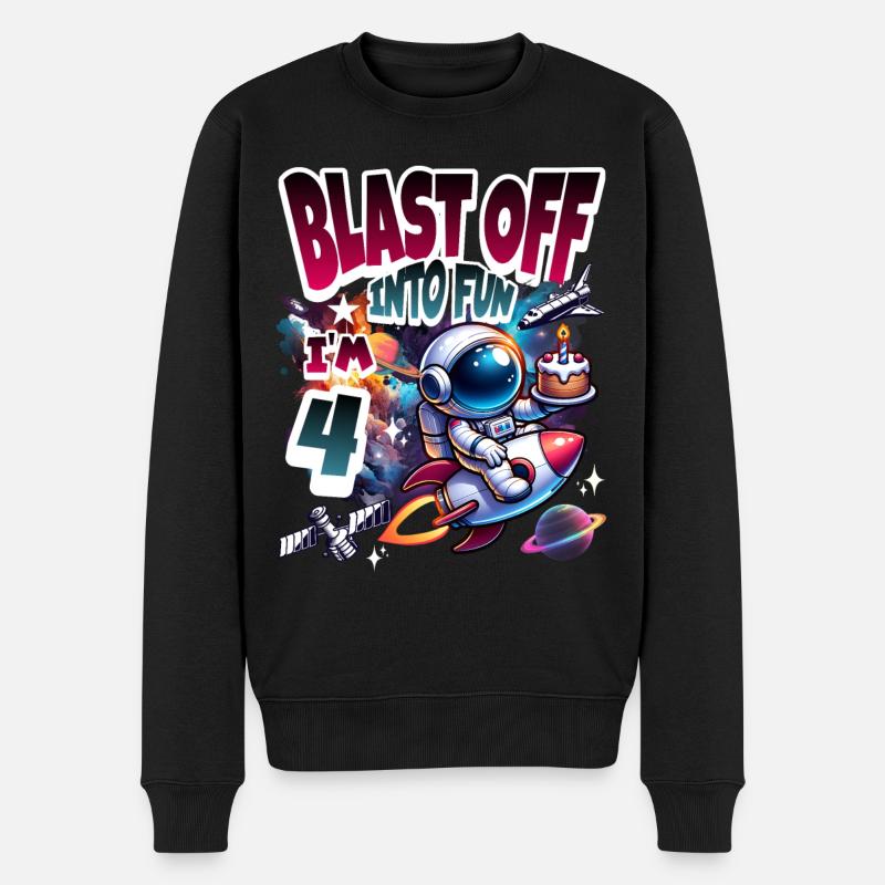 Astronaute 4e anniversaire Espace - Pull Premium bio Homme - noir