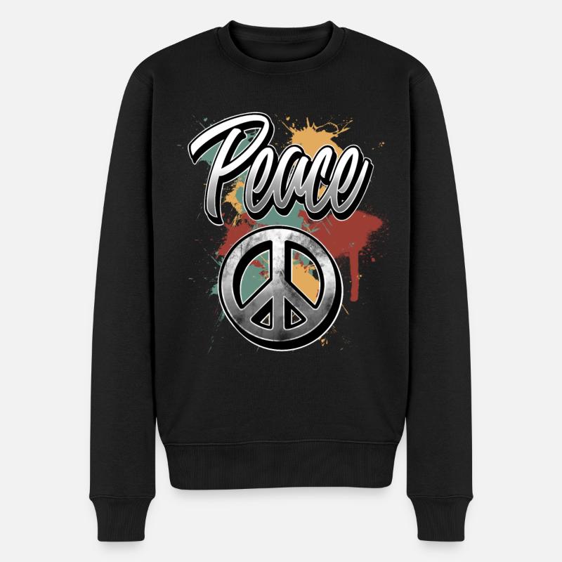 Peace - Männer Premium Bio Pullover - Schwarz