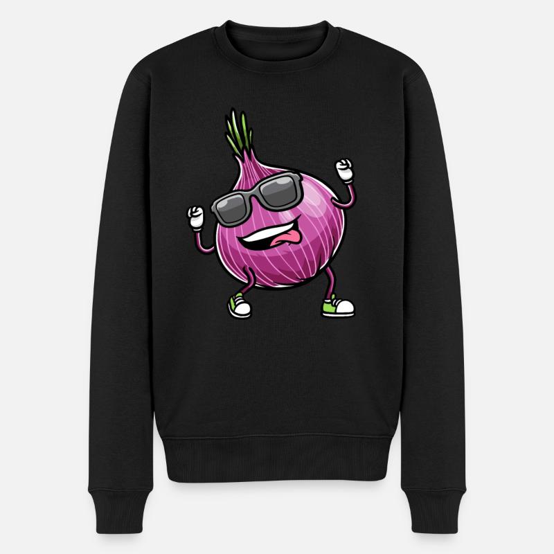 Rote Zwiebel Gemüse - Männer Premium Bio Pullover - Schwarz