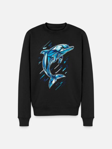 Geometric Dolphin in Blue Tones - Men's Premium Organic Jumper - black