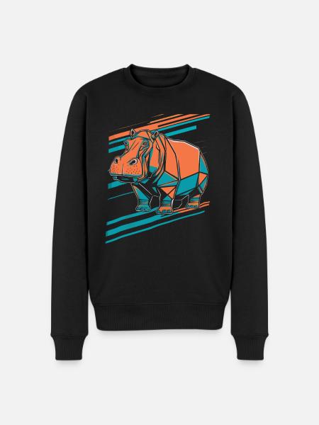 Geometric Hippo Art Design - Men's Premium Organic Jumper - black