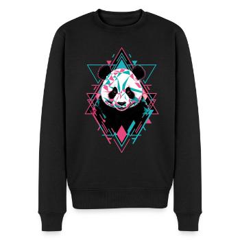 Oeuvre géométrique Panda - Pull Premium bio Homme - noir - Devant - Nico (187cm)