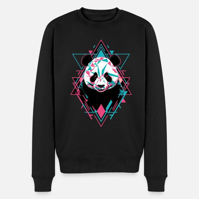 Oeuvre géométrique Panda - Pull Premium bio Homme - noir