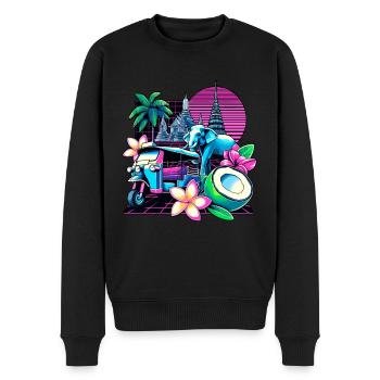 Temple thaïlandais éléphant pagode de Bangkok - Pull Premium bio Homme - noir - Devant - Nico (187cm)