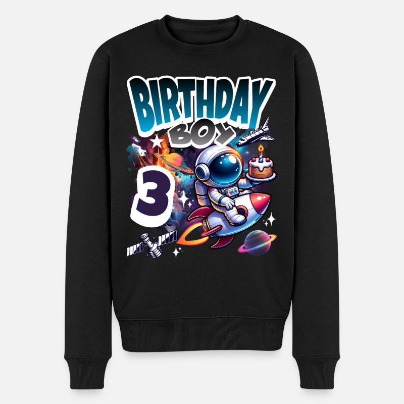 Astronaut 3rd Birthday Space - Men's Premium Organic Jumper - black