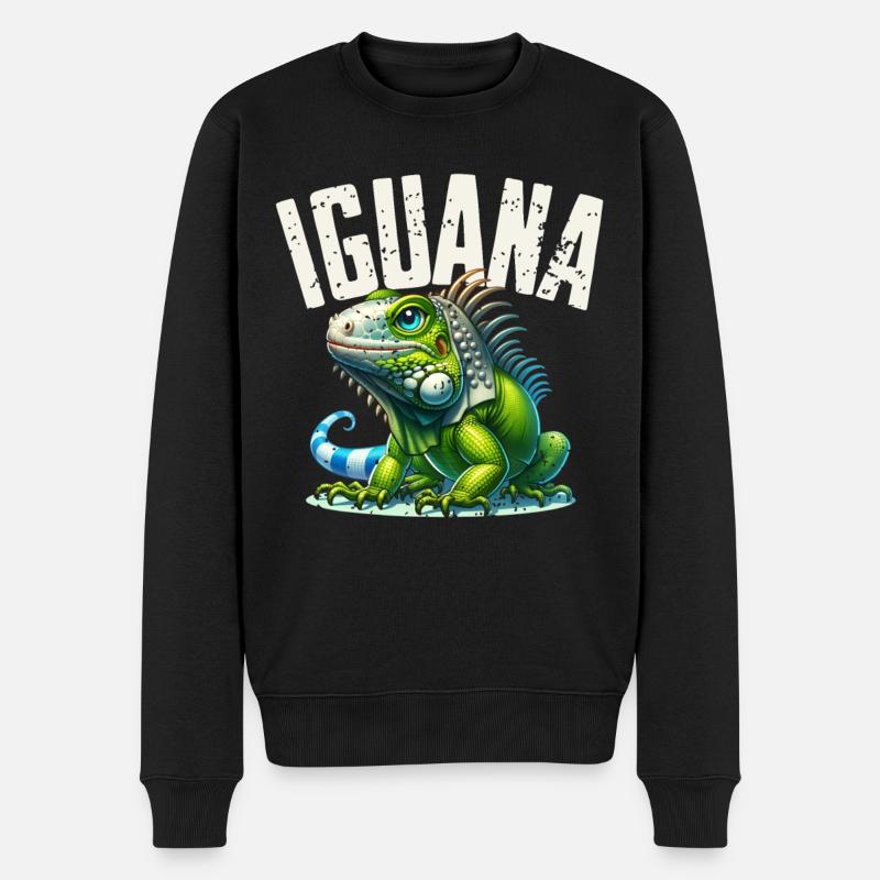Leguan - Männer Premium Bio Pullover - Schwarz