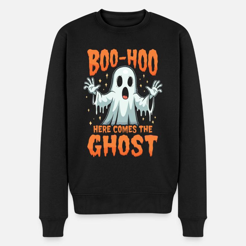 Halloween Geist Gespenst - Männer Premium Bio Pullover - Schwarz