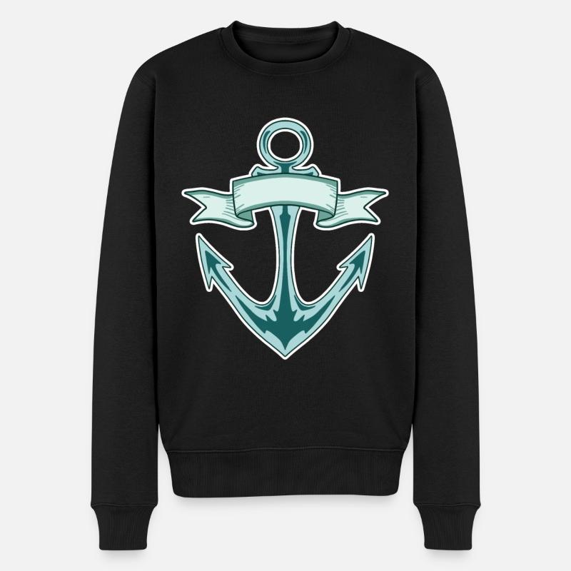 Anker - Männer Premium Bio Pullover - Schwarz