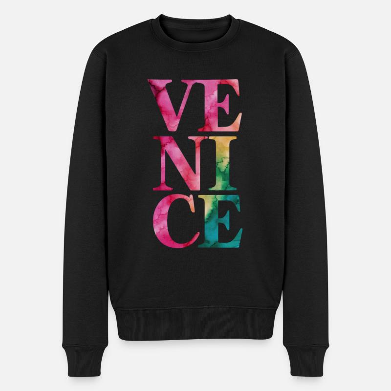 Venise Souvenir Style Aquarelle - Pull Premium bio Homme - noir