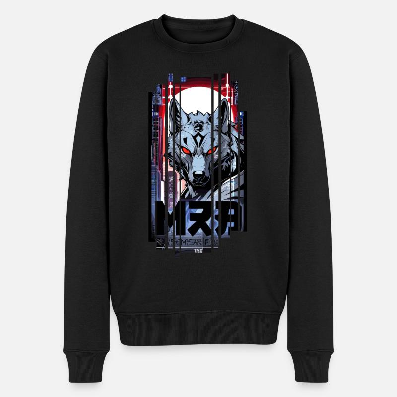 Silver Wolf Cyborg Geometric - Men's Premium Organic Jumper - black