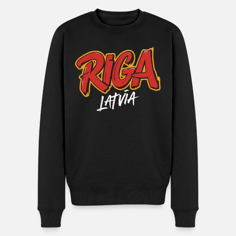 Riga Lettland Souvenir - Männer Premium Bio Pullover - Schwarz