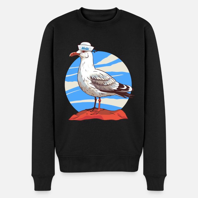 Möwe maritim Matrose - Männer Premium Bio Pullover - Schwarz